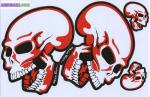 Autocollants tuning skull rouge et blanc - Miniature