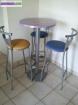 Table + chaises et mange-debout + tabourets - Miniature