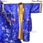 Kimono réversible en soie bleu et or - Miniature