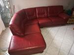 Canapé d'angle cuir rouge - Miniature