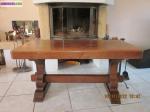 Table de salon chêne massif pied monastère - Miniature