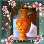 Vase sculpté style vintage, motifs végétaux. - Miniature