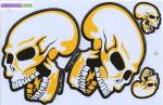 Stickers tuning skull jaune et blanc - Miniature