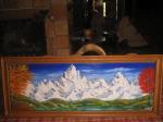 Huile sur toile montagnes enneigees signee joakyel  - Miniature