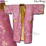 Kimono réversible en soie rose et or - Miniature