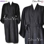 Kimono en soie motifs exotique noire - Miniature