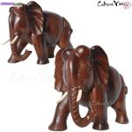 Sculpture grand éléphant en bois exotique - Miniature